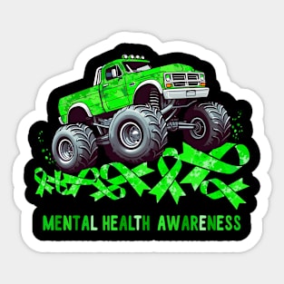 Monster Truck Ribbon Mental Health Awareness Sticker